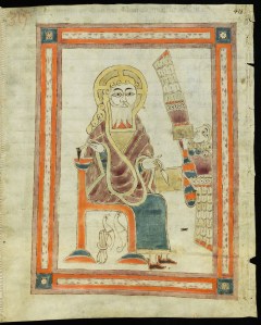 St. Gall 1395, folio 418r: John the Evangelist writing his gospel, from e-codices